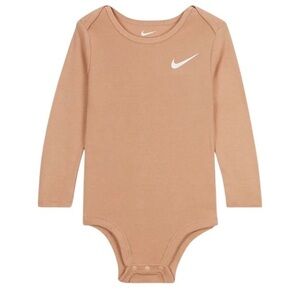 New Nike Baby Bodysuit Long Sleeve Tan Beige Color Size 9 Months NWT